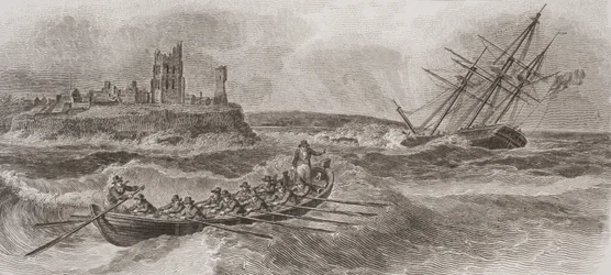 Life Boat Rowing to the Rescue of a Foundering Sailing Ship, Engraved by Thomas Milton